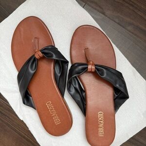 Women's Italian Leather Black and Brown Sandals